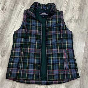 Lands' End Plaid Puffer Vest women’s Small 6-8